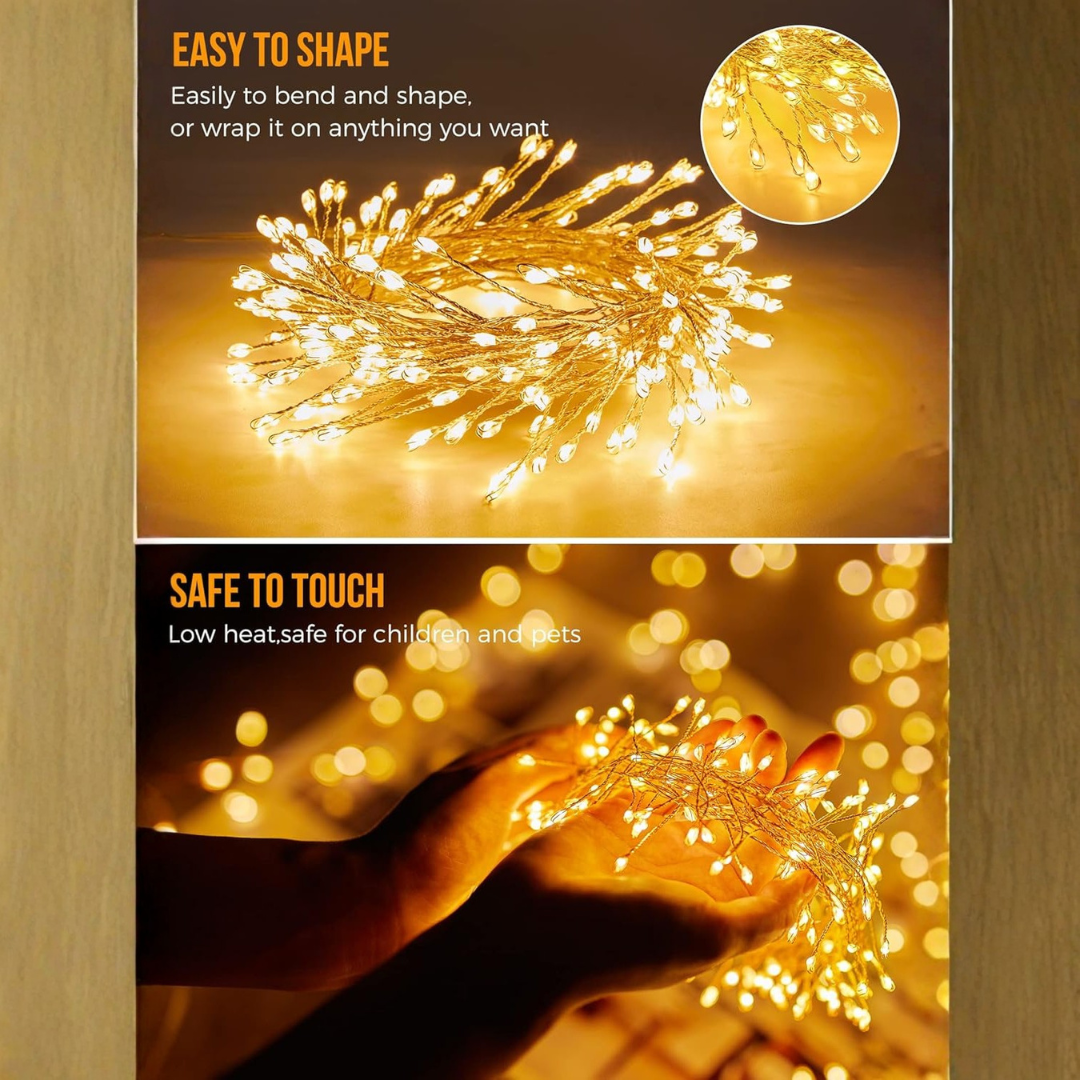 30 Meter Battery Operated Firecracker Fairy Lights, 120 Warm White LEDs for Indoor & Outdoor Decor