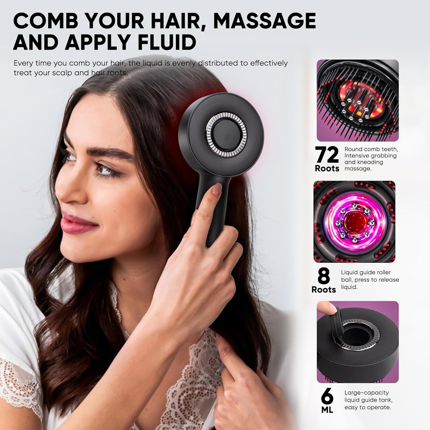 2-in-1 Hair Oil Applicator Brush – Electric Scalp Massager & Root Care