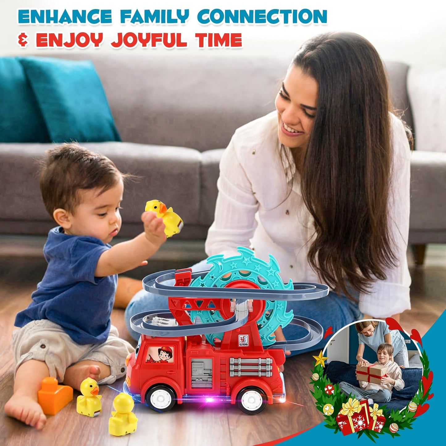 4-in-1 Fire Truck Toy with Lights & Sound for Kids Ages 3–67