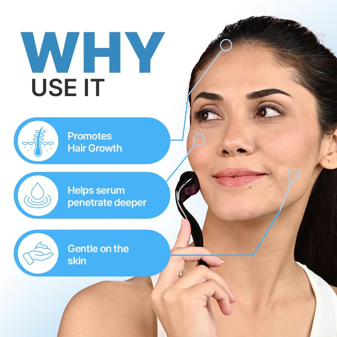 Derma Roller For Hair Growth 1 mm with 540 Stainless Steel Needles