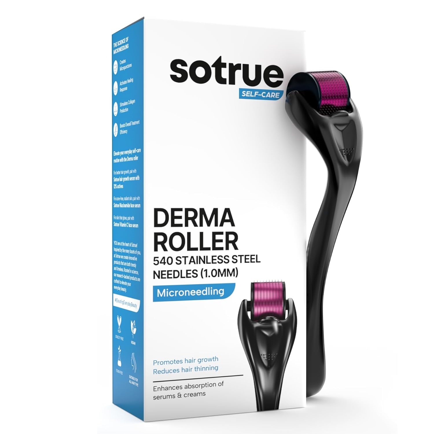 Derma Roller For Hair Growth 1 mm with 540 Stainless Steel Needles