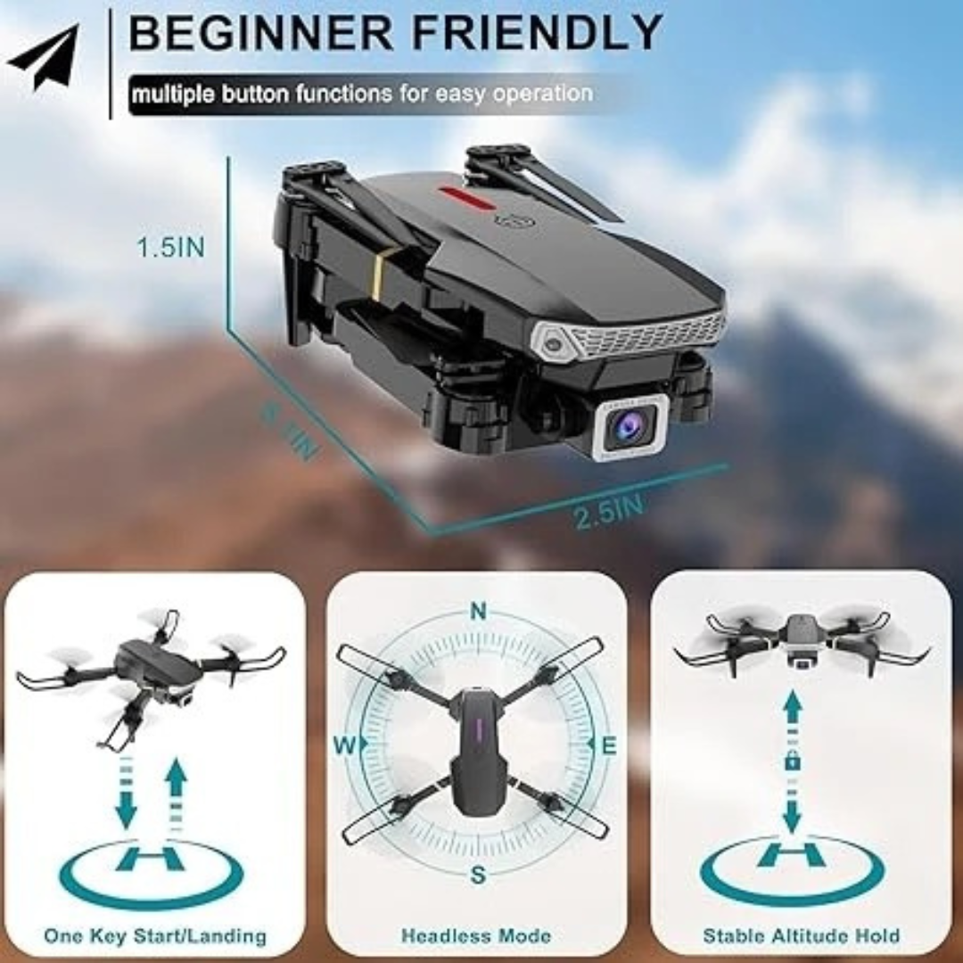 E88 Pro Mini Drone with 4K Dual Cameras – Foldable HD FPV Quadcopter for Adults & Kids...
