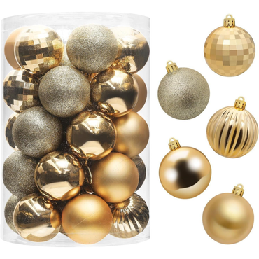 Festive Elegance Christmas Ornament Set - 30 Pieces