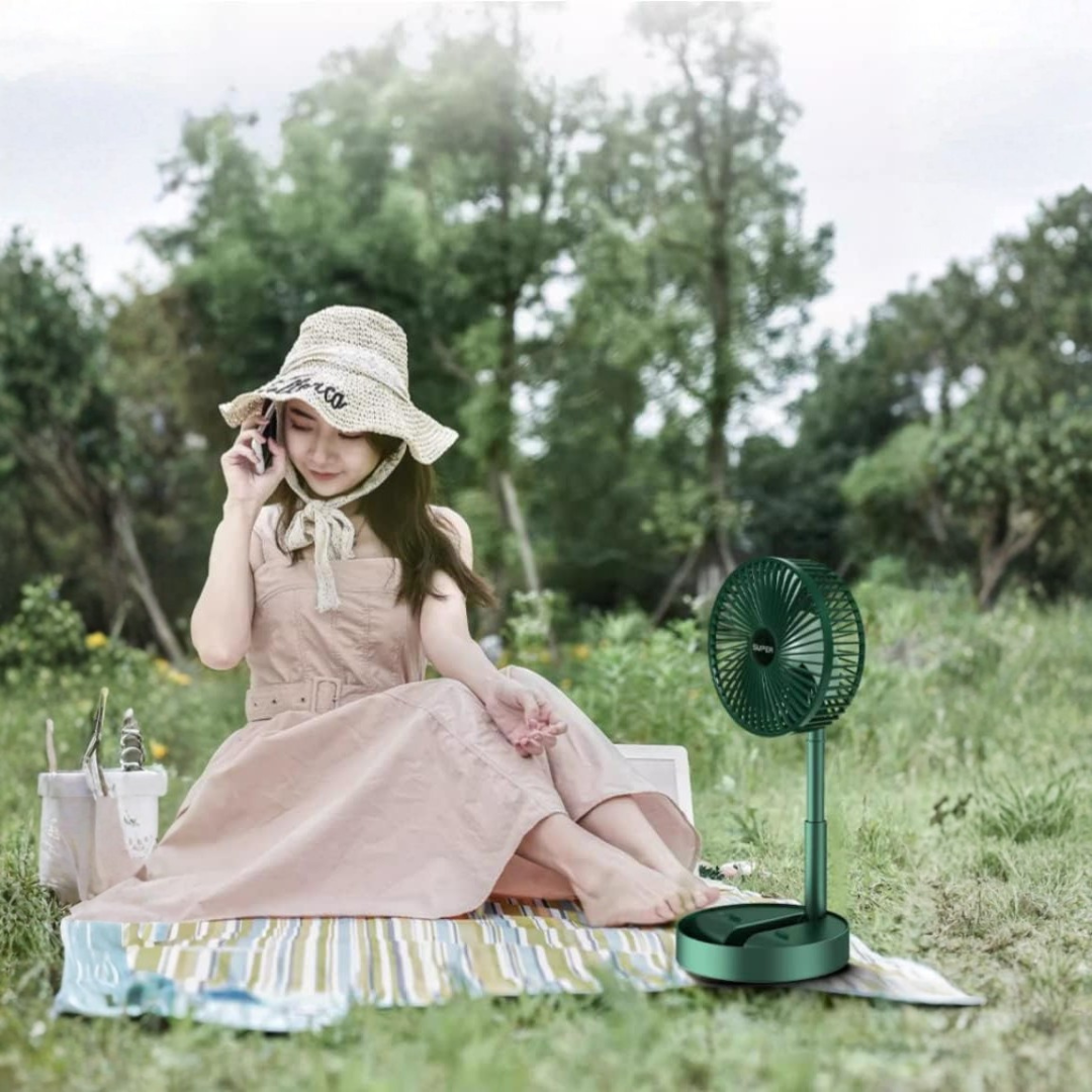 Foldable Telescopic Rechargeable Desk Fan with Adjustable Height and 3 Speed Settings....