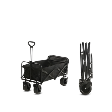 Black folding wagon and dolly on a white background