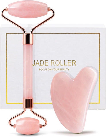 Genuine Jade Roller & Gua Sha Set for Face, Cooling & Firming Effect