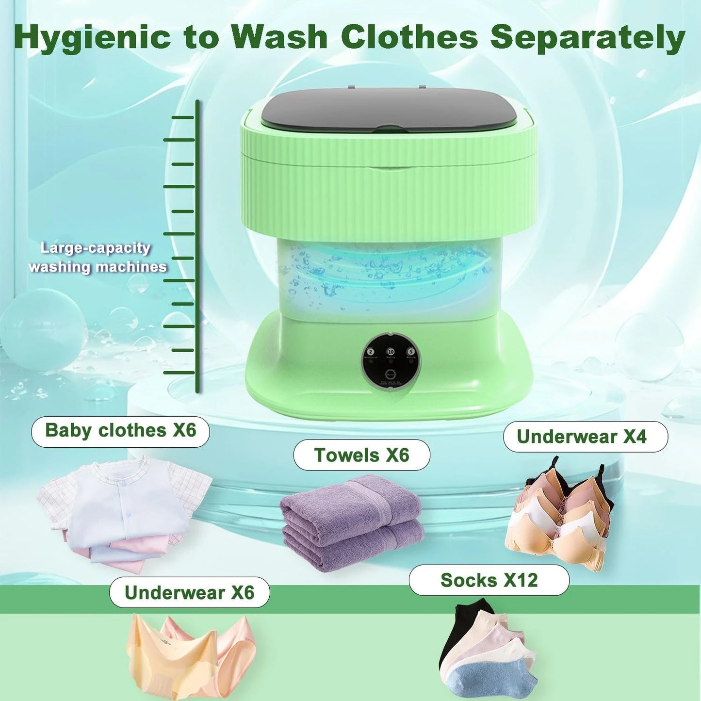 Portable Folding Washing Machine โ 16L Mini Washer, Compact Design