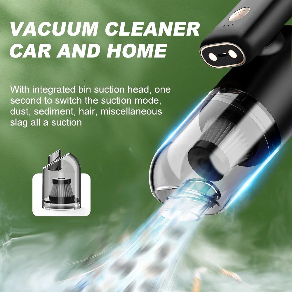 Rechargeable Car Vacuum – Foldable Design with LED for Interior Cleaning13