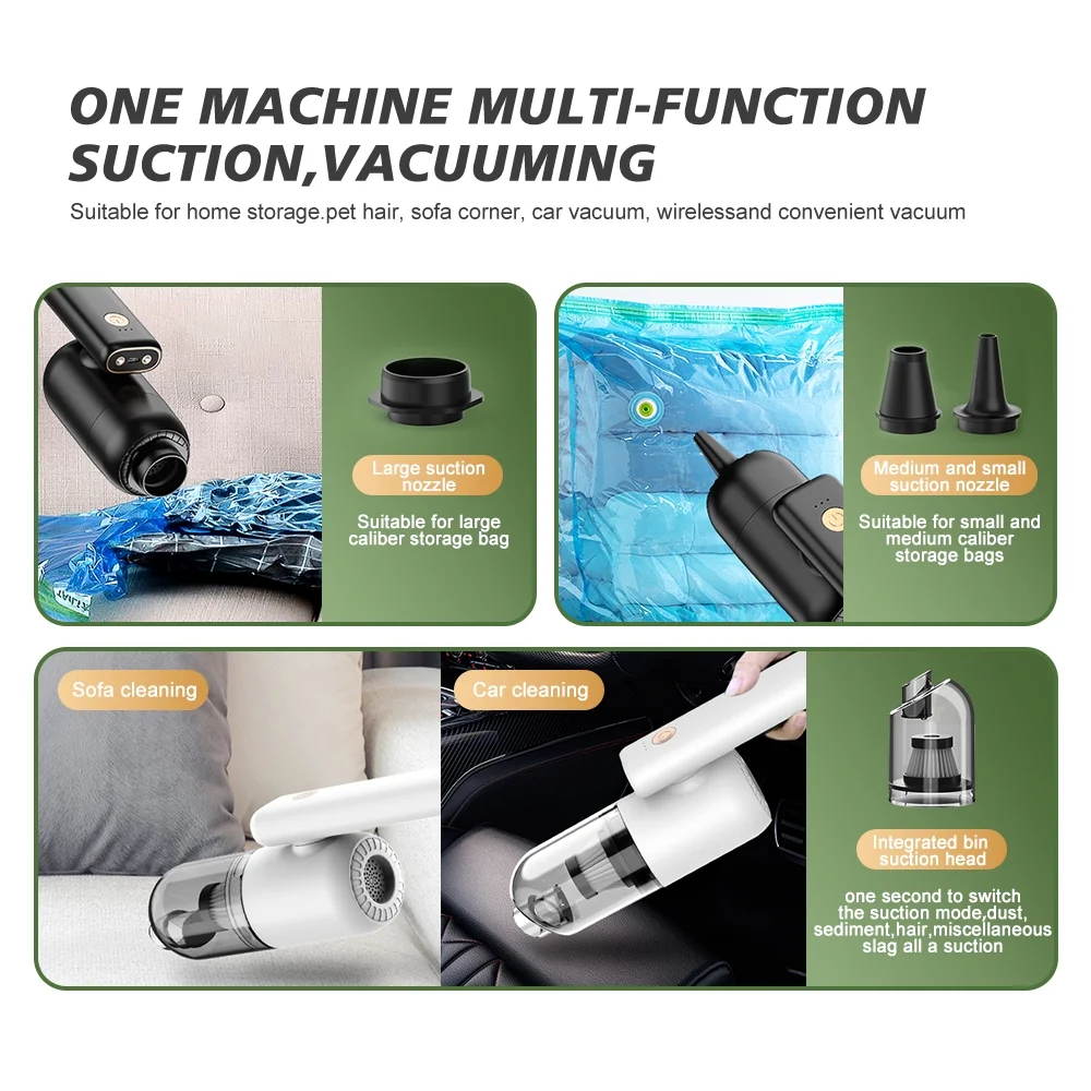 Rechargeable Car Vacuum – Foldable Design with LED for Interior Cleaning14