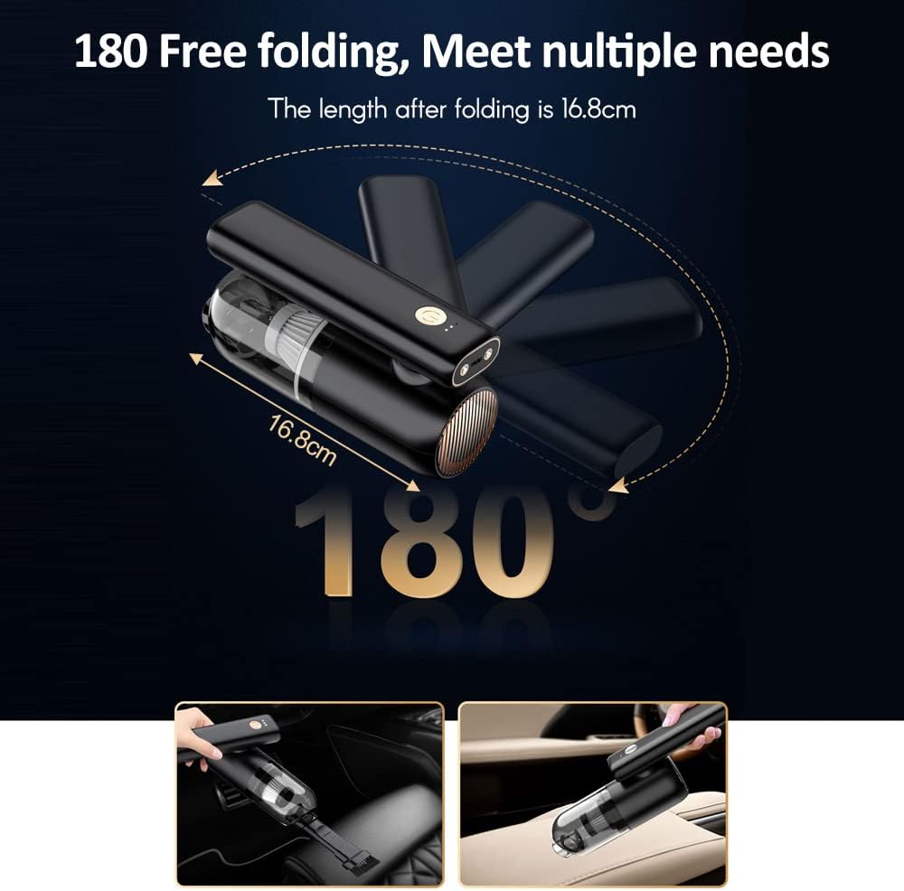 Rechargeable Car Vacuum – Foldable Design with LED for Interior Cleaning18