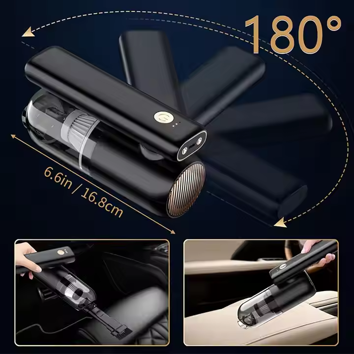 Rechargeable Car Vacuum – Foldable Design with LED for Interior Cleaning2