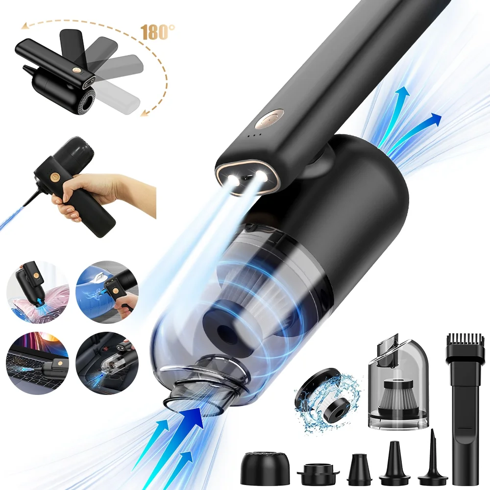 Rechargeable Car Vacuum – Foldable Design with LED for Interior Cleaning5