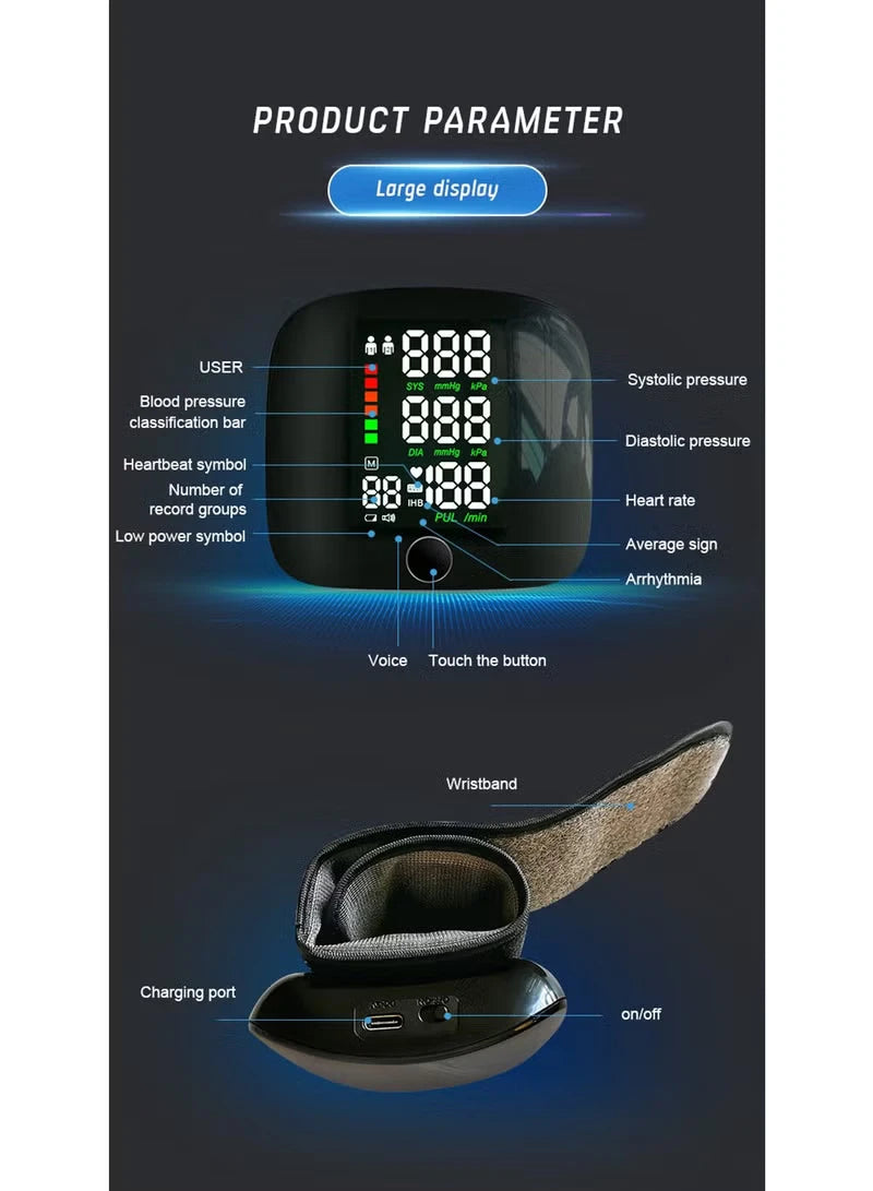 Rechargeable Digital Blood Pressure Monitor – Touchscreen & Portable