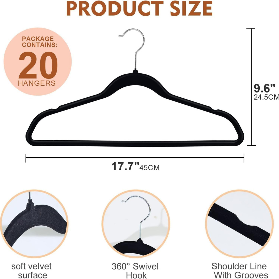 SKY-TOUCH Velvet Hangers 20 Pack Non-Slip Space-Saving Hangers.....