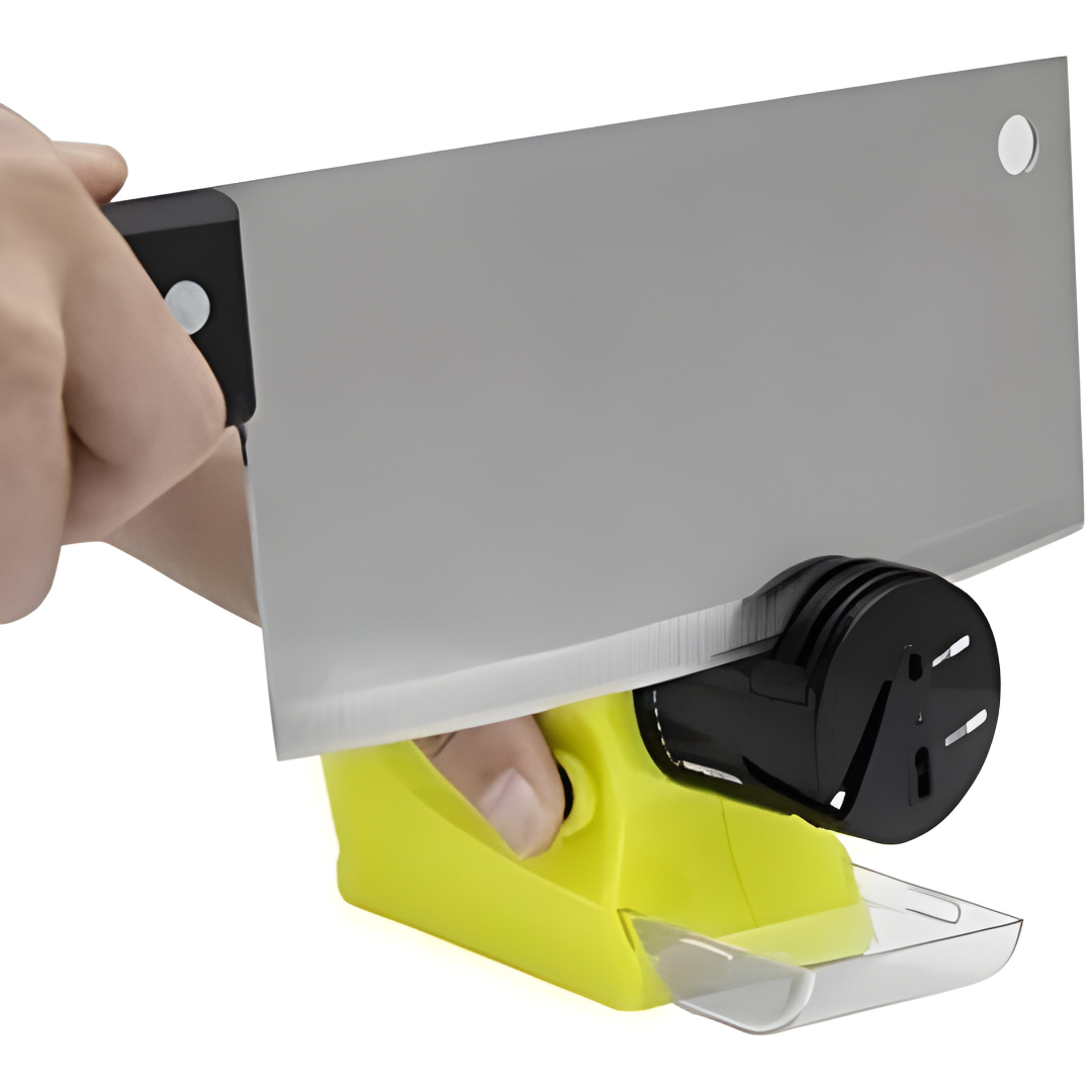 Swifty Sharp – Cordless Motorized Knife Sharpener with Guide Slots & Catch Tray | For Knives, Scissors & Household Tools..