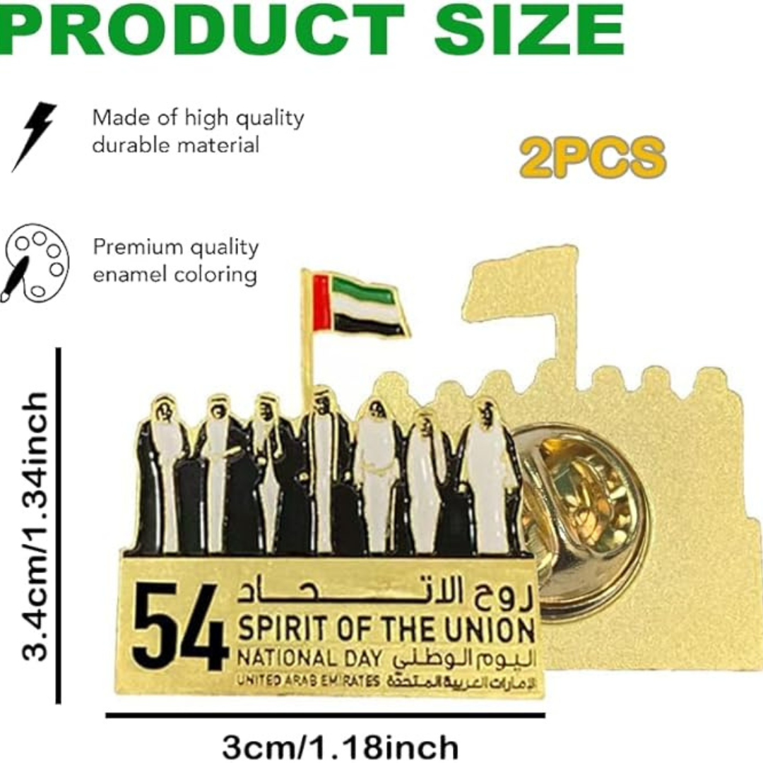 UAE National Day Logo Emblem Brooches Pin UAE flag brooches with round magnet at the Back,metal alloy badge Souvenir Gifts accessories for Clothing and Bag Accessories..