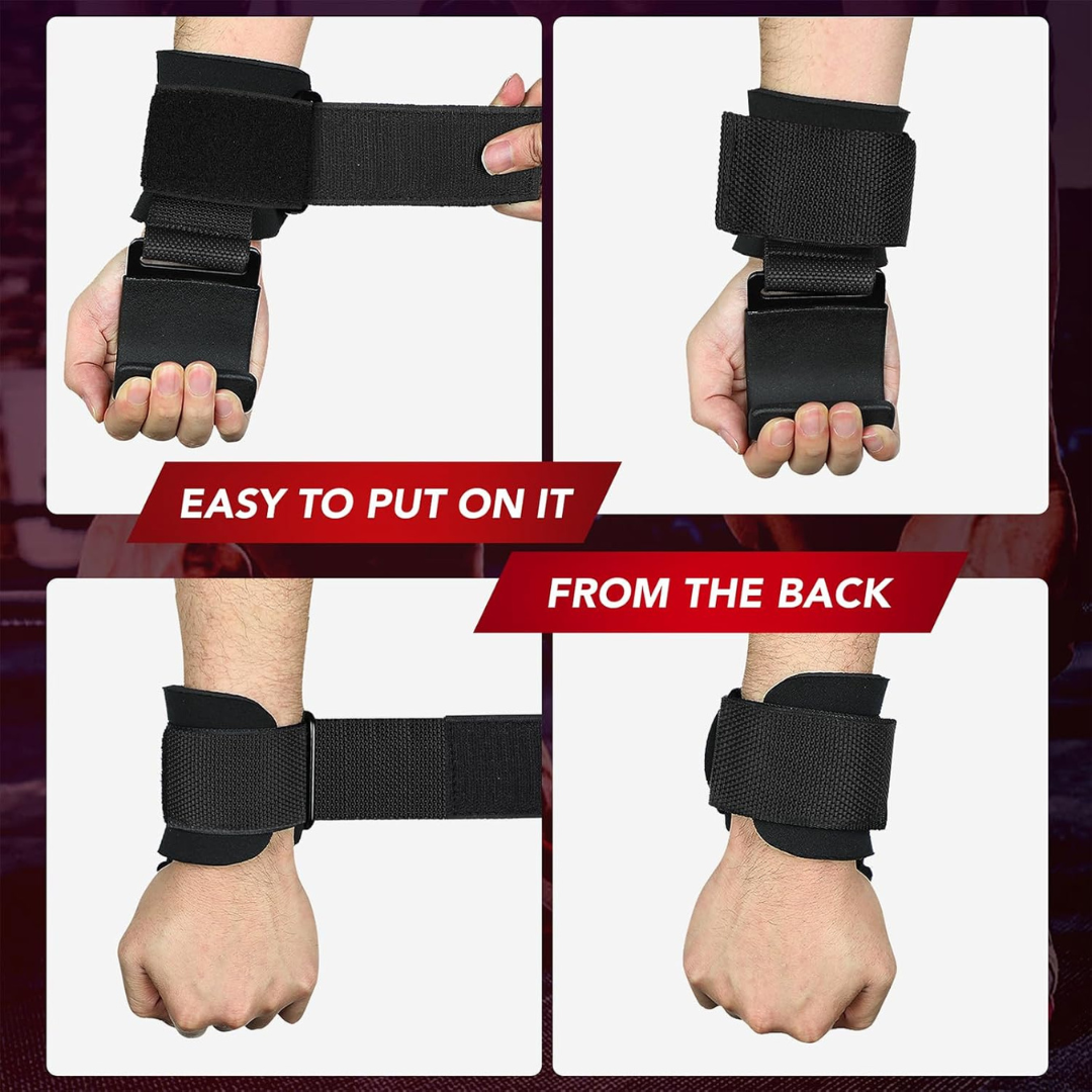 Weight Lifting Hooks for Heavy Lifting | Wrist Support Straps with Non-Slip Grip | Gym Accessories for Deadlifts, Pull-Ups & Strength Training...