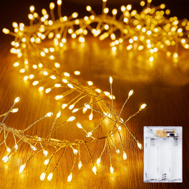 10-Feet Battery Operated Firecracker Fairy Lights, 120 Warm White LEDs for Indoor & Outdoor Decor