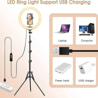 14-Inch LED Ring Light Kit with 74" Adjustable Tripod & Desk Stand | Multi-Color Lighting, Phone Holder for Makeup, Videos & Zoom.