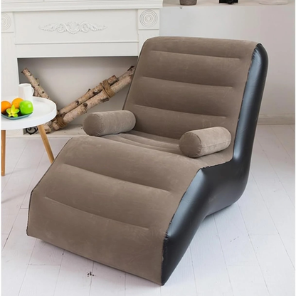 140cm S-Shaped Inflatable Sofa Chair Bed – Ergonomic Single Person Foldable Lazy Sofa, Portable Home Furniture for Living Room & Bedroom