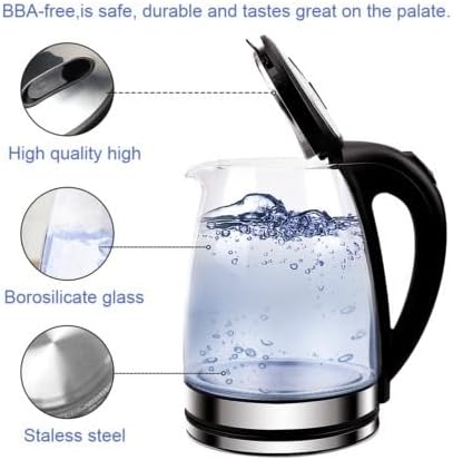 1500W Electric Kettle 1.8L Glass | Auto Shut Off & Overheat Protection