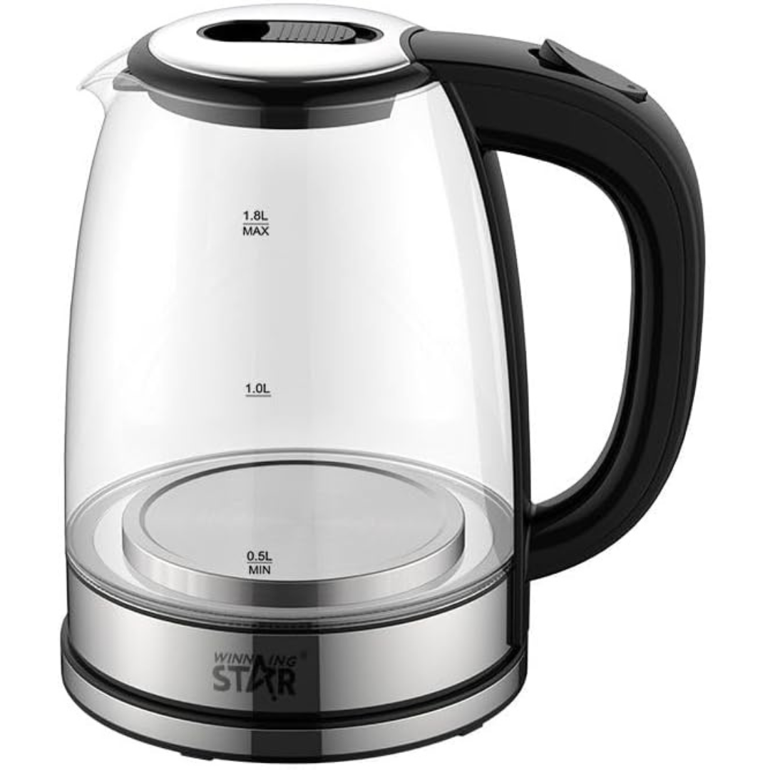 1500W Electric Kettle 1.8L Glass | Auto Shut Off & Overheat Protection