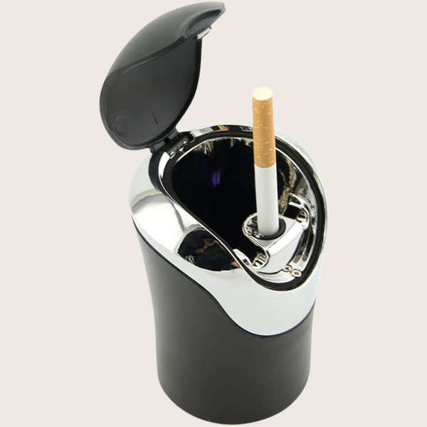 Multifunctional Car Cup Holder Storage Box with Lid & Blue LED Light – 12x8x8cm