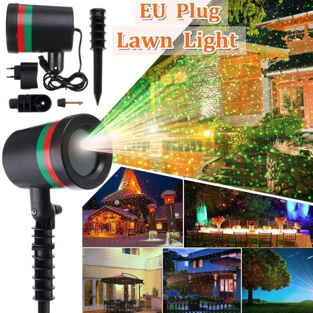 Premium Star Shower Laser Projector – Red & Green – Instant Indoor & Outdoor Light Decoration