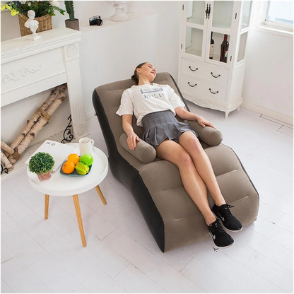 140cm S-Shaped Inflatable Sofa Chair Bed – Ergonomic Single Person Foldable Lazy Sofa, Portable Home Furniture for Living Room & Bedroom