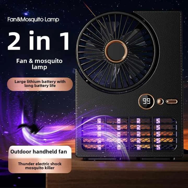 2-in-1 Mosquito Zapper Fan – UV Lamp, 5-Speed, Rechargeable