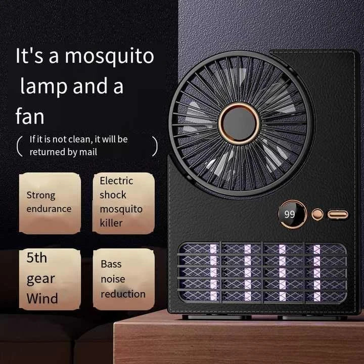 2-in-1 Mosquito Zapper Fan – UV Lamp, 5-Speed, Rechargeable