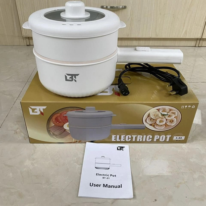 2.0L Electric Hot Pot & Non-Stick Multi-Cooker with Steamer – Home & Dorm Use