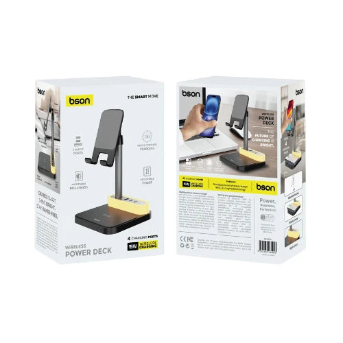Bson Wireless Power Deck – 15W Fast Wireless Charger with 4 Ports