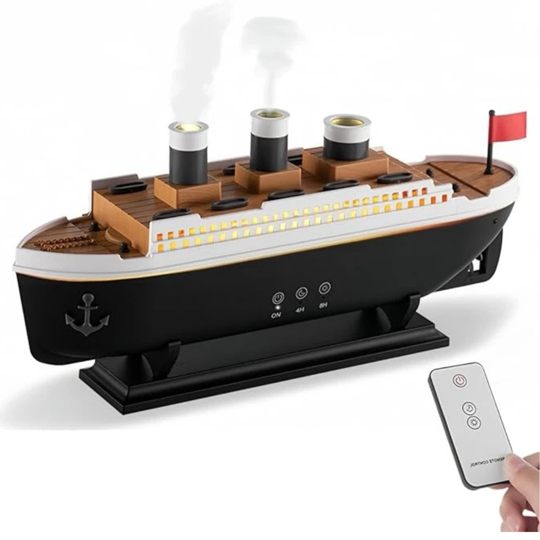 250ML Boat Essential Oil Diffuser – Ultrasonic, Jellyfish Mist & LED