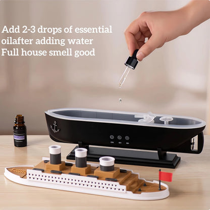 250ML Boat Essential Oil Diffuser – Ultrasonic, Jellyfish Mist & LED