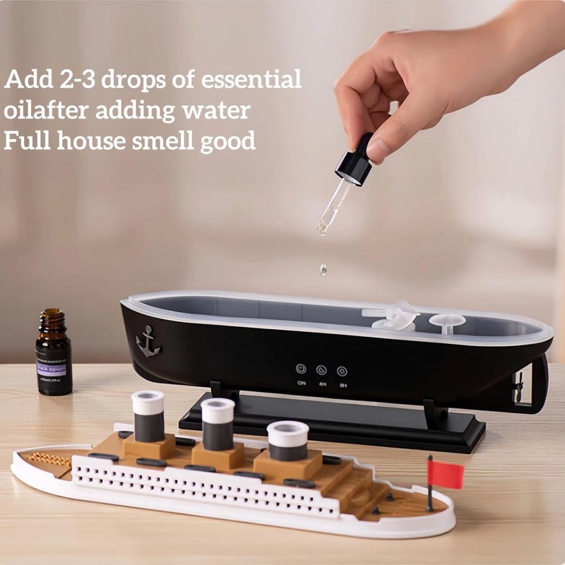 250ML Boat Essential Oil Diffuser – Ultrasonic, Jellyfish Mist & LED