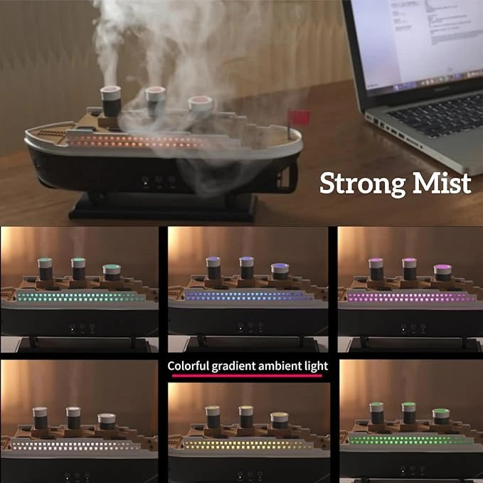 250ML Boat Essential Oil Diffuser – Ultrasonic, Jellyfish Mist & LED