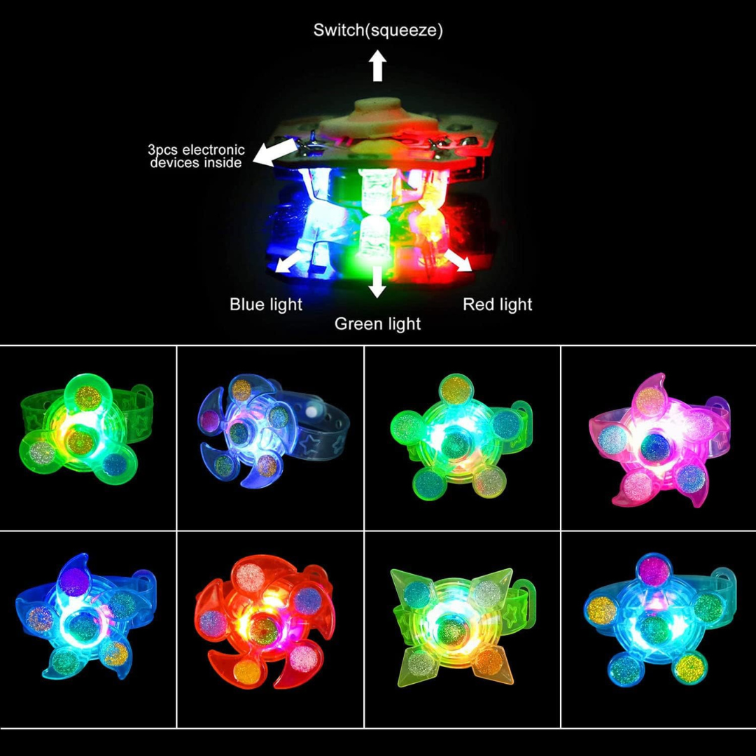 25 Pack LED Light Up Fidget Spinner Bracelets for Kids Parties.....