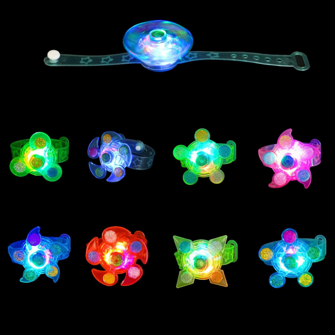 25 Pack LED Light Up Fidget Spinner Bracelets for Kids Parties....