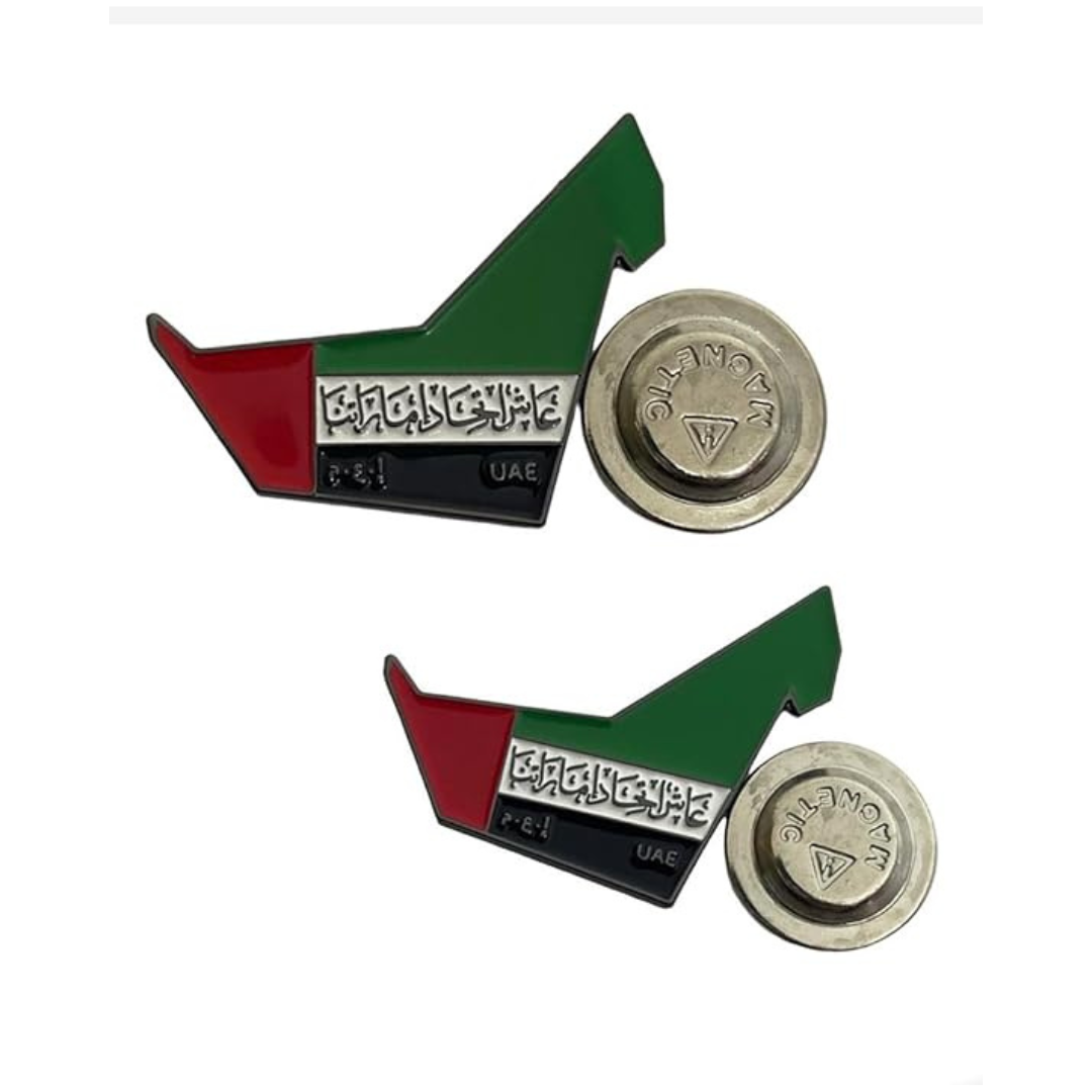 Two bottle openers with UAE flag design on a white background