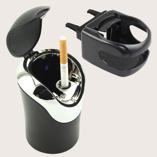 Multifunctional Car Cup Holder Storage Box with Lid & Blue LED Light – 12x8x8cm
