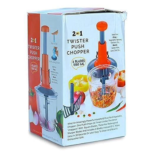 2 in 1 Twister Push Chopper & Blender for Kitchen, 1000ml3