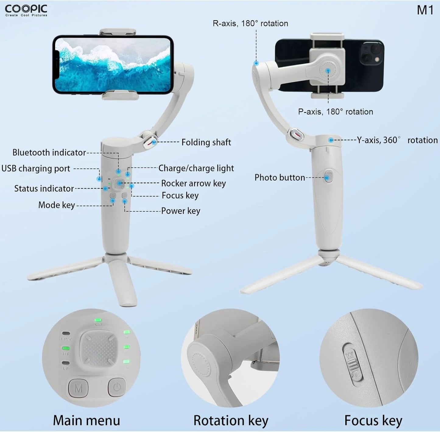 3-Axis M1 Smartphone Stabilizer – Handheld Gimbal for Smooth Videos