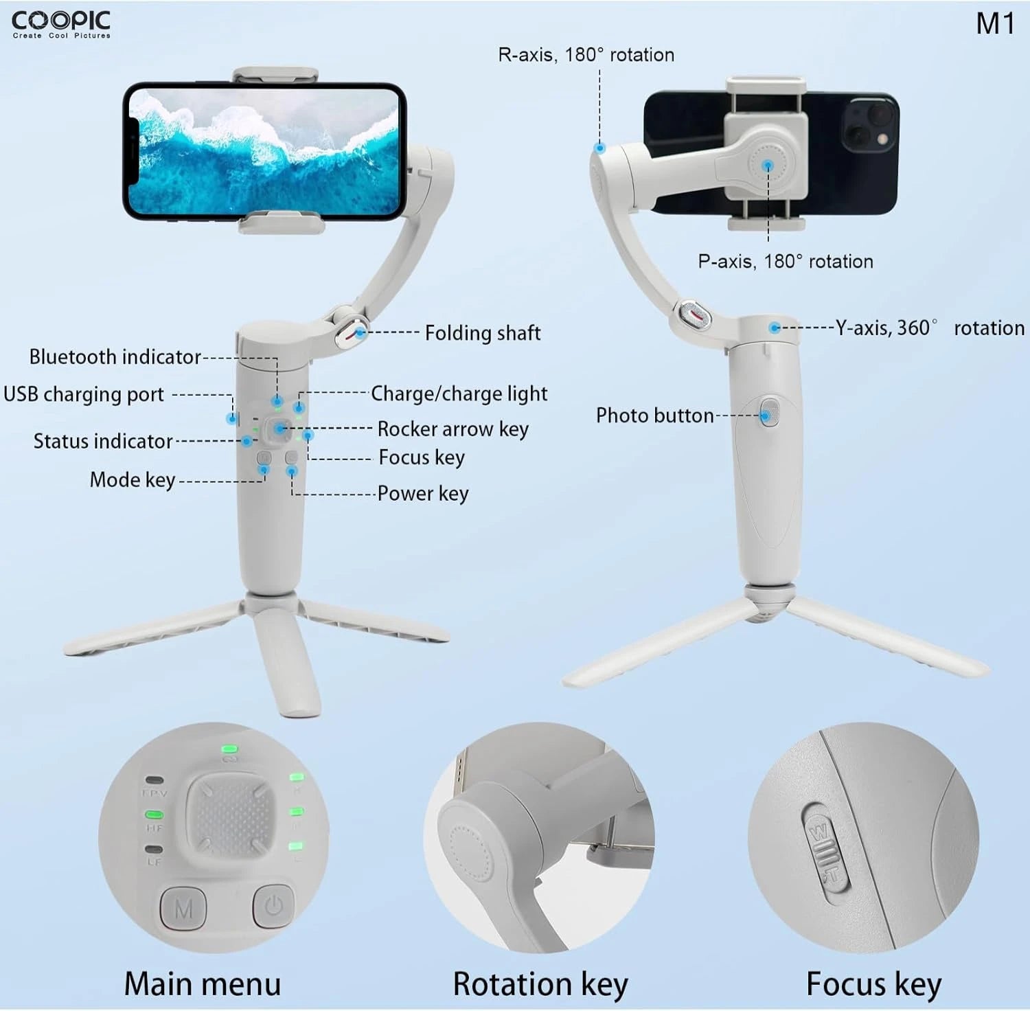 3-Axis M1 Smartphone Stabilizer – Handheld Gimbal for Smooth Videos