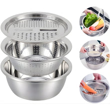 3-in-1 Stainless Steel Kitchen Basin Set with Grater & Colander