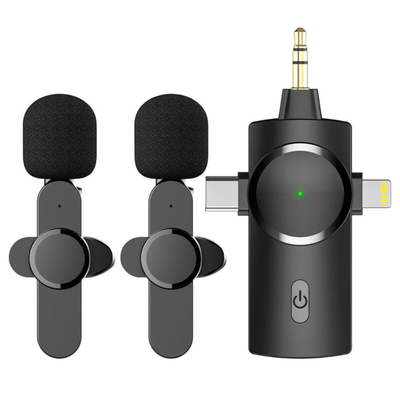 3-in-1 Wireless Lavalier Microphone – For Phone, Camera & PC