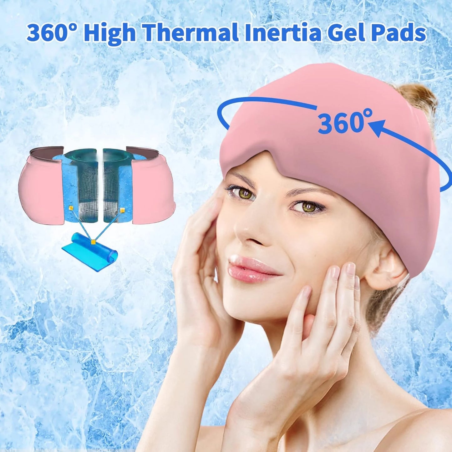 360 Degree Gel Ice Headache Cap for Migraine and Sinus Stress Relief.....