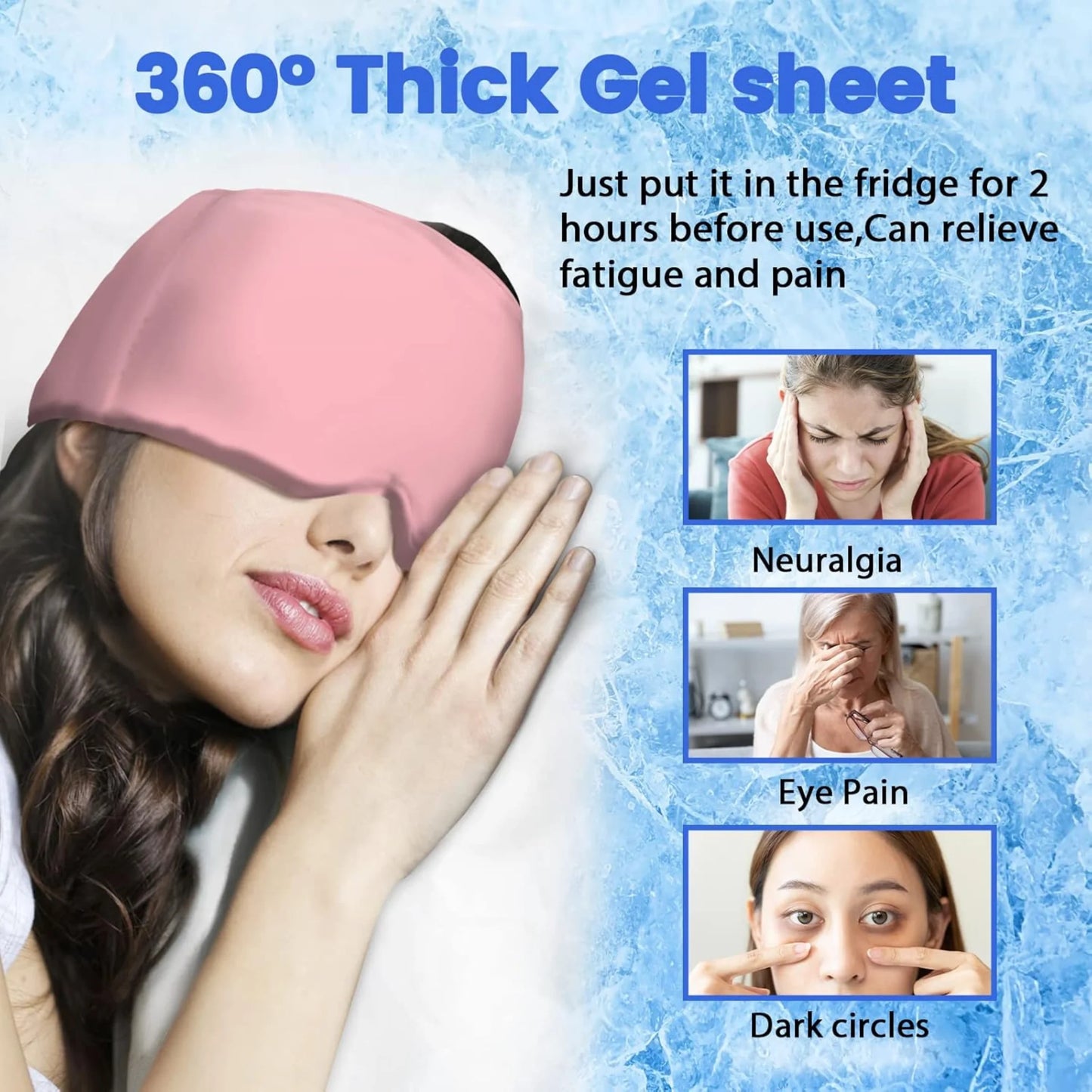 360 Degree Gel Ice Headache Cap for Migraine and Sinus Stress Relief...