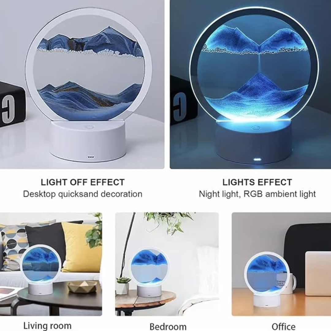 3D Moving Sand Art Hourglass Light | Deep Sea Quicksand Lamp & Desktop Decor...