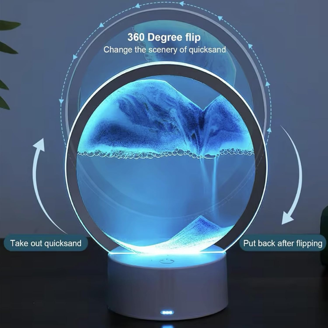 3D Moving Sand Art Hourglass Light | Deep Sea Quicksand Lamp & Desktop Decor.